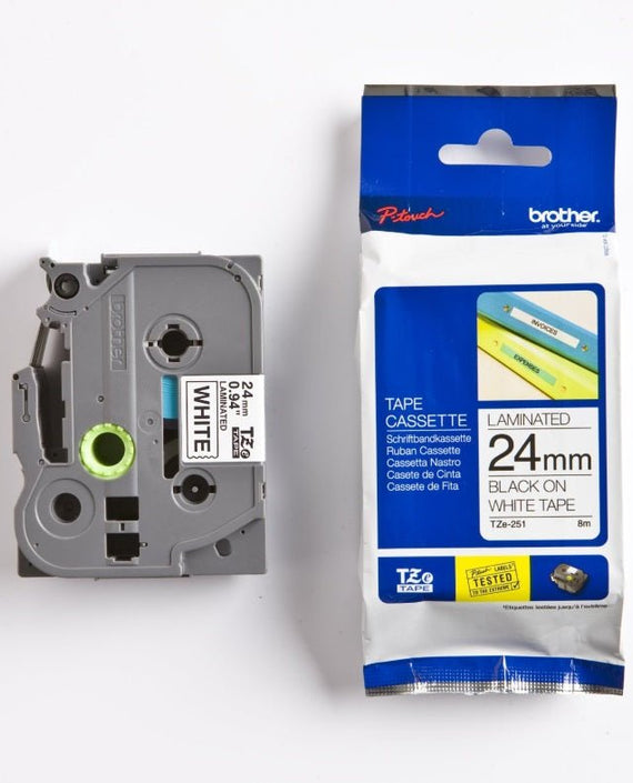 Brother 24mm Black on White TZE Tape - Leader Electronics