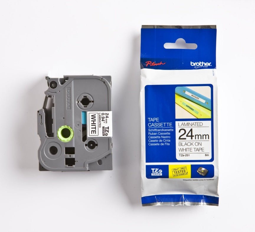 Brother 24mm Black on White TZE Tape - Leader Electronics