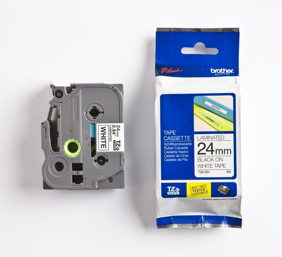 Brother 24mm Black on White TZE Tape - Leader Electronics