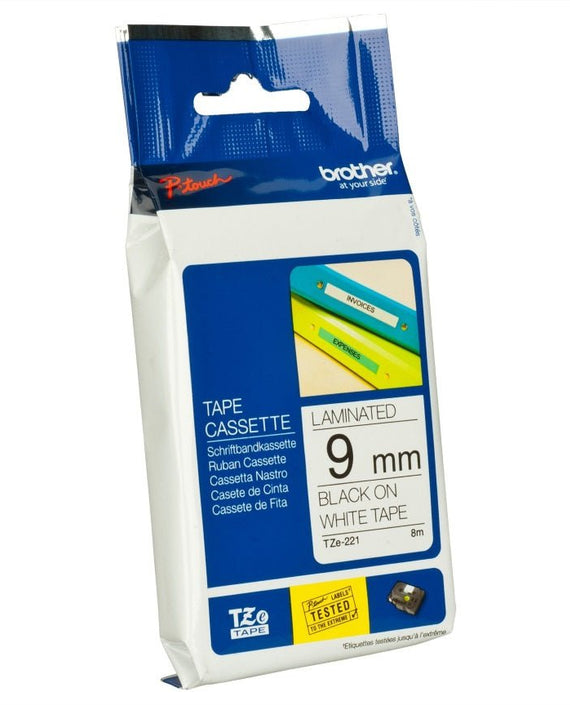 Brother 9mm Black on White TZE Tape - Leader Electronics