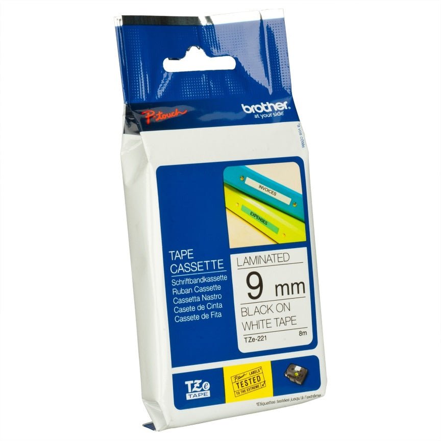 Brother 9mm Black on White TZE Tape - Leader Electronics