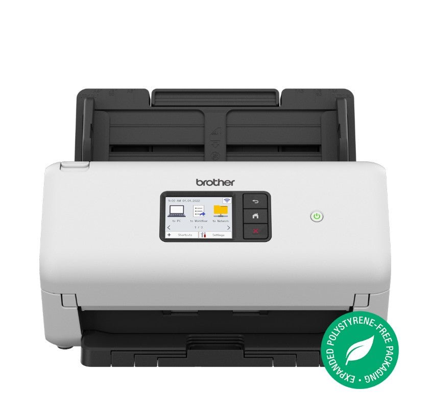 Brother ADS-3350W ADVANCED DOCUMENT SCANNER (40PPM) network scanner, w/ 7.1cm touchscreen LCD & WiFi (2.4G) - Leader Electronics