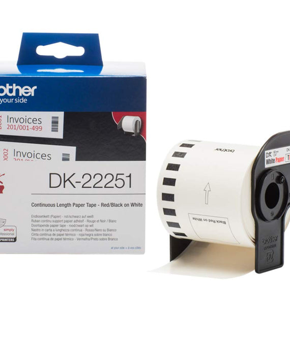 Brother DK-22251 Consumer Paper Roll - PAPER ROLL 62MM X 15.24M (WITH BLACK/RED PRINT) - Leader Electronics