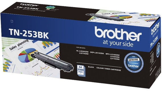 Brother TN-253BK Black Toner Cartridge to Suit - HL-3230CDW/3270CDW/DCP-L3015CDW/MFC-L3745CDW/L3750CDW/L3770CDW (2,500 Pages) - Leader Electronics