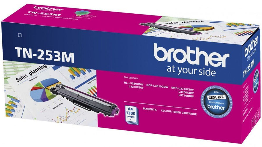 Brother TN-253M Magenta Toner Cartridge to Suit - HL-3230CDW/3270CDW/DCP-L3015CDW/MFC-L3745CDW/L3750CDW/L3770CDW (1,300 Pages) - Leader Electronics