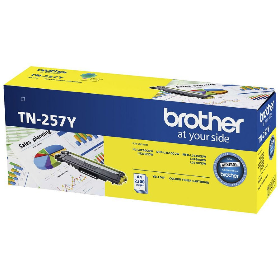 Brother TN-257Y Yellow High Yield Toner Cartridge to Suit - HL-3230CDW/3270CDW/DCP-L3015CDW/MFC-L3745CDW/L3750CDW/L3770CDW (2,300 Pages) - Leader Electronics