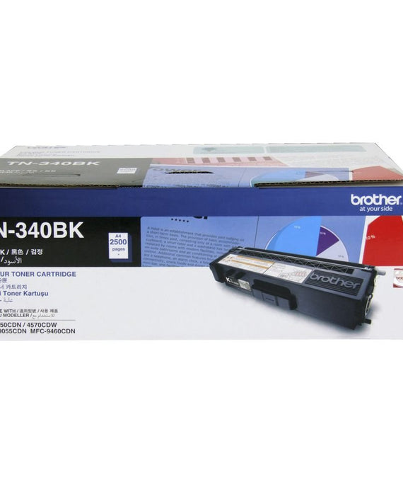 Brother TN-340BK Colour Laser Toner - Standard Yield Black, HL-4150CDN/4570CDW, DCP-9055CDN, MFC-9460CDN/9970CDW - 2500 pages - Leader Electronics