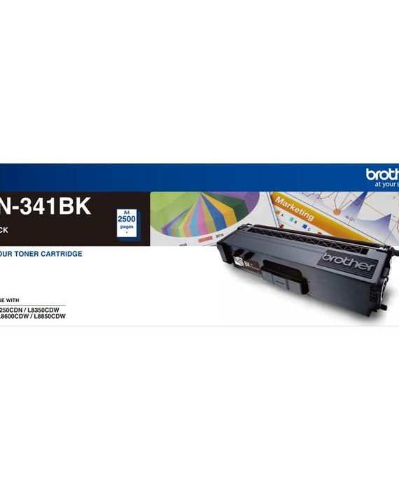 Brother TN-341BK Colour Laser-Standard Yield Black Toner to suit HL-L8250CDN/8350CDW MFC-L8600CDW/L8850CDW - 2500Pages - Leader Electronics