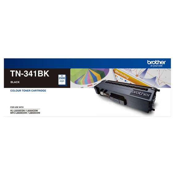 Brother TN-341BK Colour Laser-Standard Yield Black Toner to suit HL-L8250CDN/8350CDW MFC-L8600CDW/L8850CDW - 2500Pages - Leader Electronics