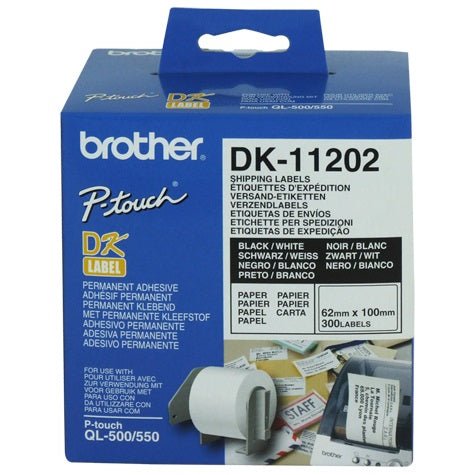 Brother White Shipping/Name Badge Labe 62mmX100mm,300 labels per roll - Leader Electronics