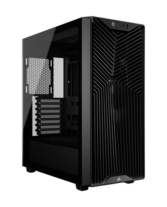Corsair 3200D RS Mid-Tower PC Case - Black, ATX mATX ITX, TG panel, 400mm GPU, 165mm CPU, 360mm rad, USB-C, 7 slots, 2x2.5 1x3.5, 2yr wty, steel TG - Leader Electronics