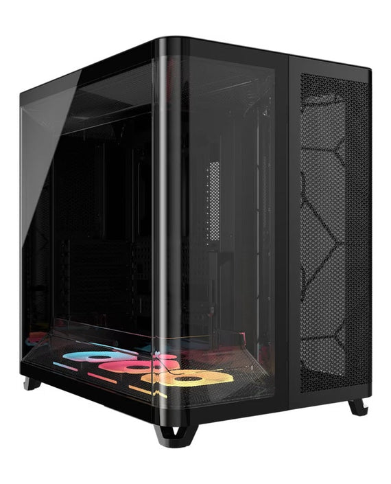 Corsair AIR 5400 LX-R RGB iCUE LINK Triple Chamber Mid-Tower PC Case - Black; ATX/E-ATX; 467x470x340mm; TG; 360GPU; 180CPU; 360RAD; USB-C - Leader Electronics