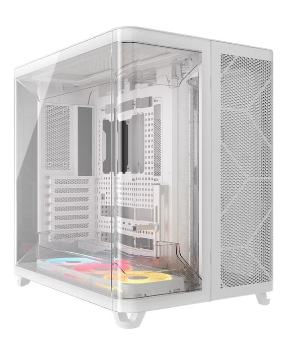 Corsair AIR 5400 LX-R RGB iCUE LINK Triple Chamber Mid-Tower PC Case - White; ATX/E-ATX; 467x470x340mm; TG; 360GPU; 180CPU; 360RAD; USB-C - Leader Electronics