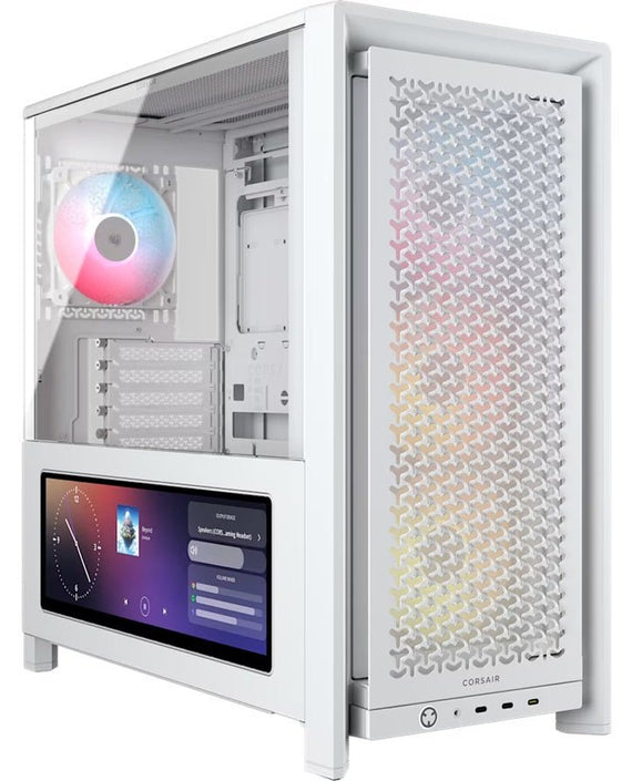 Corsair FRAME 4000D LCD RS ARGB Premium Mid-Tower PC Case- White, ATX/mATX/ITX/E-ATX, 486x490x239mm, 430mm GPU, 360mm rad, tempered glass - Leader Electronics