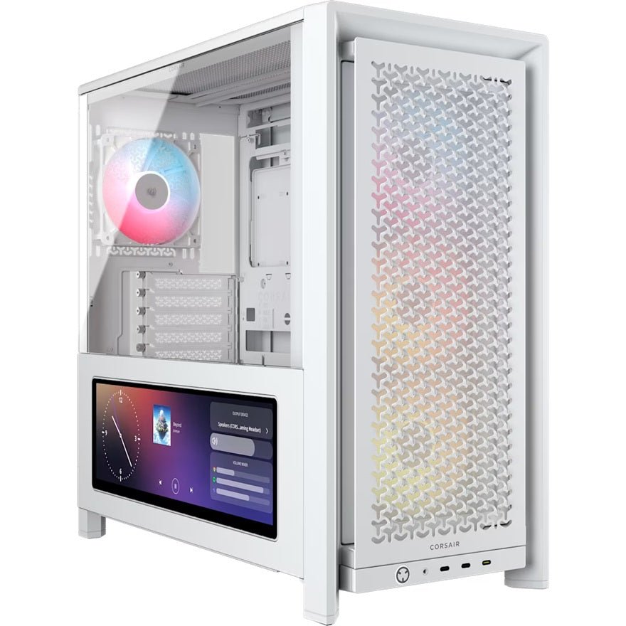Corsair FRAME 4000D LCD RS ARGB Premium Mid-Tower PC Case- White, ATX/mATX/ITX/E-ATX, 486x490x239mm, 430mm GPU, 360mm rad, tempered glass - Leader Electronics