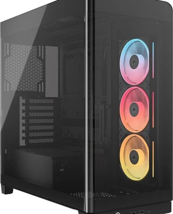 Corsair FRAME 4500X LX-R RGB LINK Panoramic Glass Mid-Tower PC Case Black: up to 460mm GPU, 360mm radiators, rich I/O, and versatile fan/rad mounts - Leader Electronics