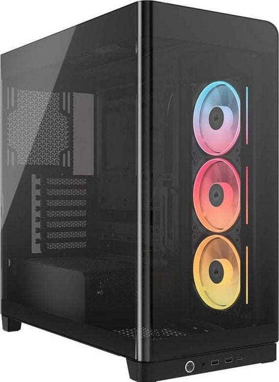 Corsair FRAME 4500X LX-R RGB LINK Panoramic Glass Mid-Tower PC Case Black: up to 460mm GPU, 360mm radiators, rich I/O, and versatile fan/rad mounts - Leader Electronics
