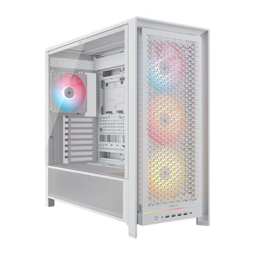 Corsair FRAME 5000D RS ARGB High-Airflow Mid-Tower PC Case - White, ATX, 450mm GPU, 175mm CPU cooler, 360mm rad, 4x RS140 ARGB, 1x USB-C 3.2 - Leader Electronics