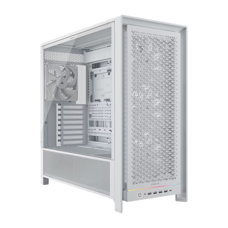 Corsair FRAME 5000D RS HIGH-AIRFLOW MID-TOWER PC CASE - WHITE, ATX, 450mm GPU, 175mm CPU cooler, 360mm rad, 4x RS140, 1x USB-C 3.2 Gen2 - Leader Electronics