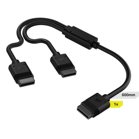 Corsair iCUE LINK Cable, 1x 600mm Y-Cable with Straight connectors, Black - Leader Electronics