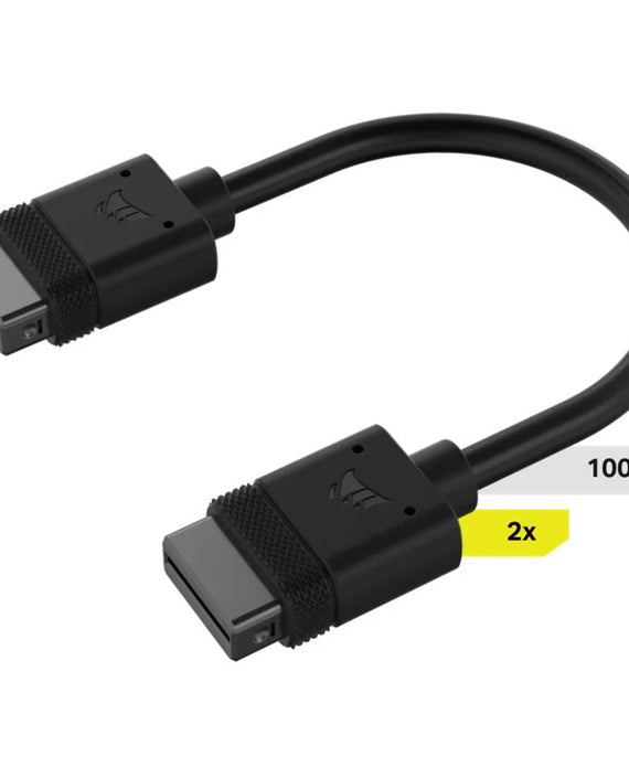 Corsair iCUE LINK Cable - 2x 100mm, Dual Cable pack Black Stright connectors - Leader Electronics