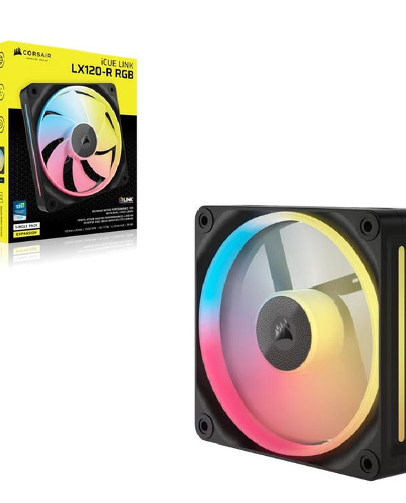 Corsair iCUE LINK LX120‑R RGB 120 mm PWM Reverse Fan Expansion Single Pack – Black: 66.7 CFM, 2400 RPM, 37.7 dBA, 0.4 A,Static Pressure, Magnetic Dome - Leader Electronics