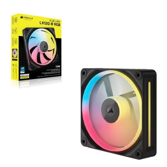 Corsair iCUE LINK LX120‑R RGB 120 mm PWM Reverse Fan Expansion Single Pack – Black: 66.7 CFM, 2400 RPM, 37.7 dBA, 0.4 A,Static Pressure, Magnetic Dome - Leader Electronics