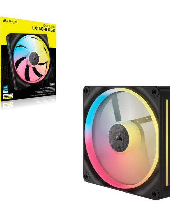 Corsair iCUE LINK LX140-R RGB 140mm PWM Reverse Fan Expansion Single Pack - Black: 90.6 CFM, 2000 RPM, 38.3 dBA, 0.45A, Static Pressure, Magnetic Dome - Leader Electronics