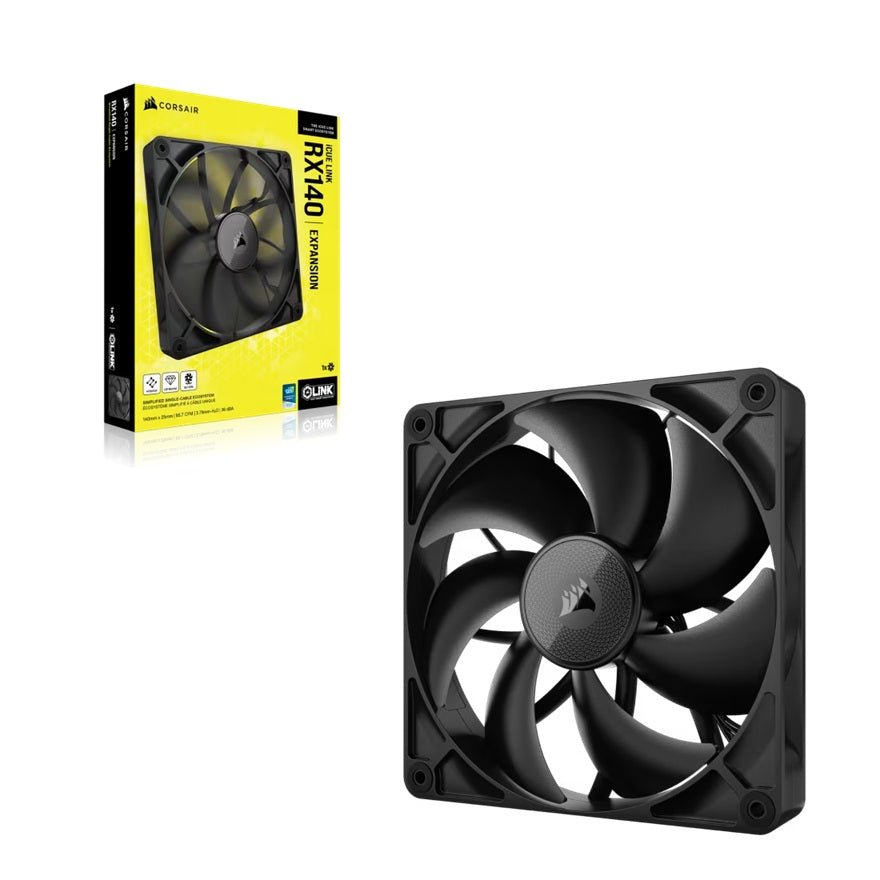 Corsair iCUE LINK RX140 140mm PWM Single Fan Expansion: 95.7 CFM, 1700 RPM, 36dbA, 0.62A, Static Pressure, Magnetic Dome - Leader Electronics