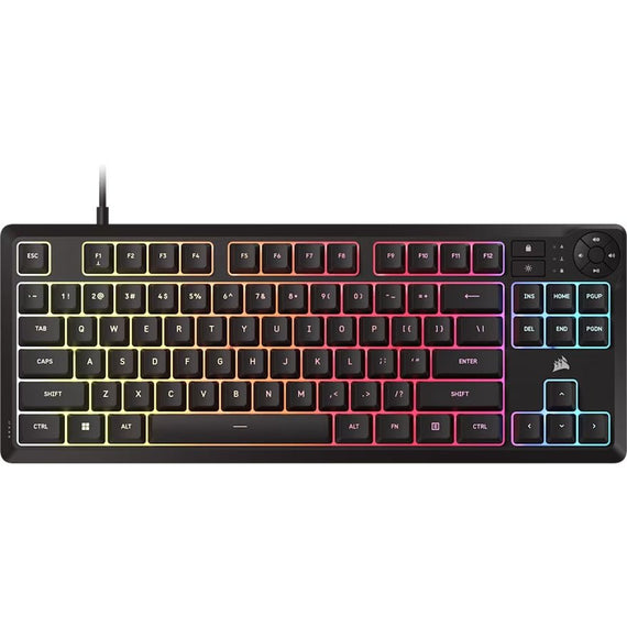 Corsair K55 CORE TKL RGB Gaming Keyboard, 1000Hz, 12KRO, rubber-dome switched, USB 2.0 wired, dedicated media/WIN lock, iCUE support - Leader Electronics