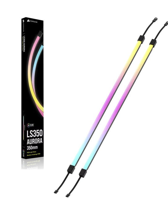 Corsair LS350 Aurora RGB Light Strips - 350mm – 350×10×10mm, black, magnetic mount, addressable LEDs, iCUE compatible, flexible - Leader Electronics