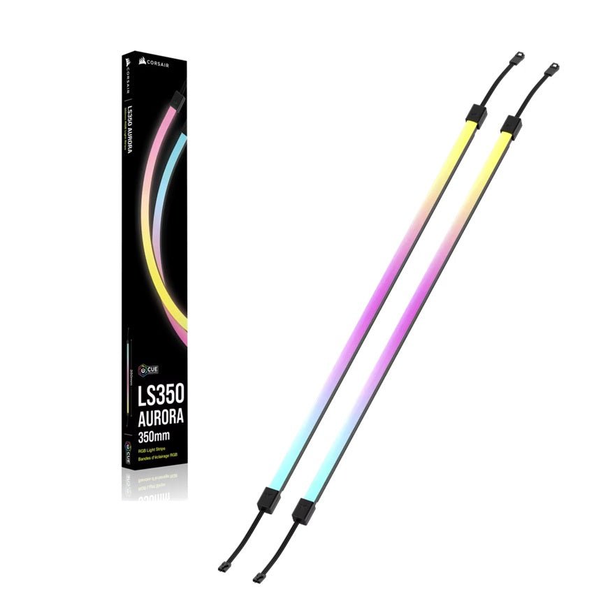Corsair LS350 Aurora RGB Light Strips - 350mm – 350×10×10mm, black, magnetic mount, addressable LEDs, iCUE compatible, flexible - Leader Electronics
