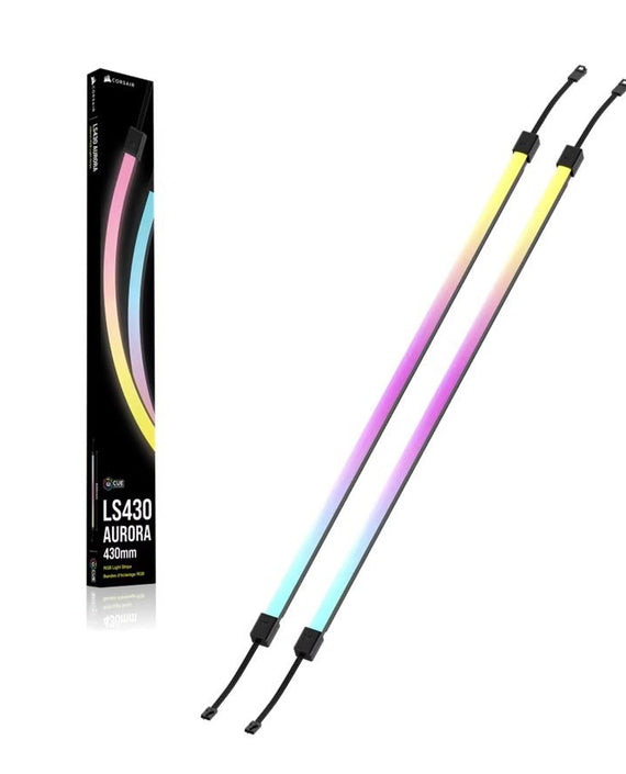 Corsair LS430 Aurora RGB Light Strips - 430mm – 430×10×10mm, black, magnetic mount, addressable LEDs, iCUE compatible, flexible - Leader Electronics