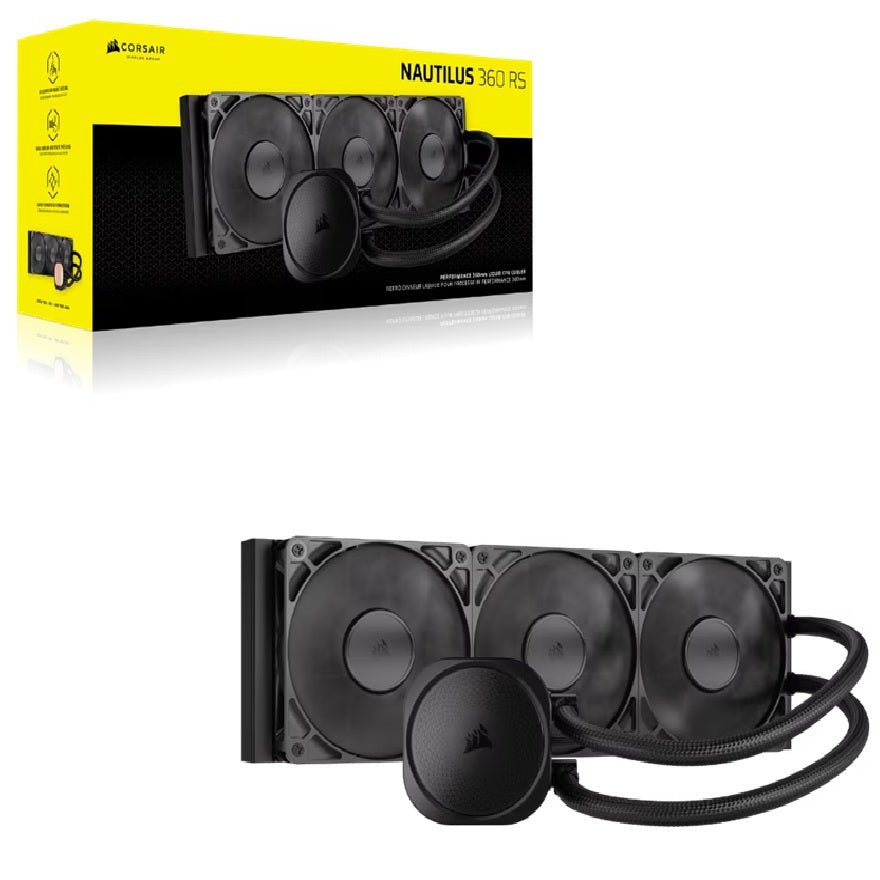Corsair NAUTILUS 360 RS Liquid CPU Cooler, Aluminum Rad, Copper Cold Plate, PWM Fan Control, 1700 RPM, 360mm rad, 450mm Tubing, 3x Fans - Leader Electronics