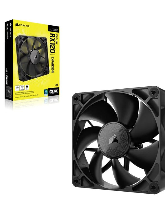 Corsair RX120 iCUE LINK PWM Single Fan Expansion. Black Fan - Glass fiber-reinforced LCP fan blades - Leader Electronics