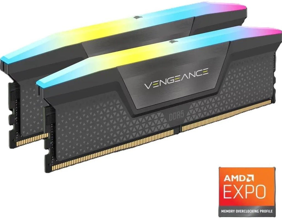 Corsair Vengeance RGB DDR5 16GB (2 x 8GB) DDR5 5200 CL40-40-40-77 1.25V Intel XMP & AMD EXPO - GREY, 288-pin DIMM, RGB, iCUE - Leader Electronics