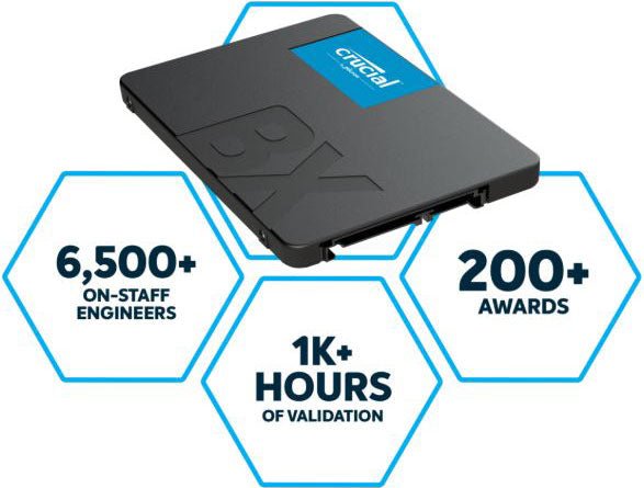 Crucial BX500 1TB 2.5' SATA3 6Gb/s SSD - 3D NAND 540/500MB/s 7mm 1.5 mil MTBF 3yr wty Acronis True Image Solid State Drive - Leader Electronics