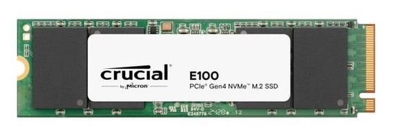 Crucial E100 2TB Gen4 NVMe SSD 5000/4500 MB/s R/W 100TBW 350K/460K IOPS 1M hrs MTTF M.2 2280 PCIe4 3yrs ~Crucial P3 Plus - Leader Electronics