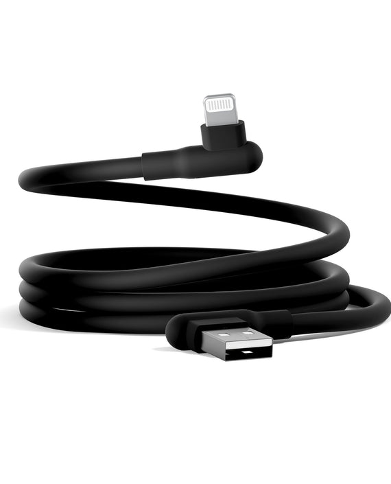 Cygnett DriveSync Right Angled Silicone Lightning to USB-A Cable (0.7M) - (CY5667CCACB), 2.4A/12W, 480Mbps, Drive & Sync, 2 Years Warranty - Leader Electronics