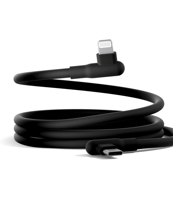 Cygnett DriveSync Right Angled Silicone Lightning to USB-C Cable (0.7M) - (CY5668CCACB), 3A/30W, 480Mbps, Drive & Sync, 2 Years Warranty - Leader Electronics
