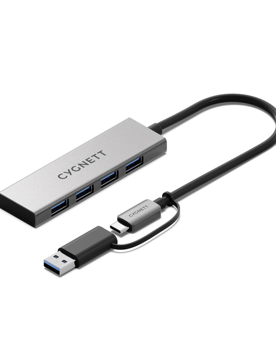 Cygnett Unite 4-in-1 USB-C to USB-A Hub- White(CY5388CYHUB),4x USB-A,10GBps Transfer,Aluminium outershell,USB-C to USB-A Adapter,2Years Warranty - Leader Electronics