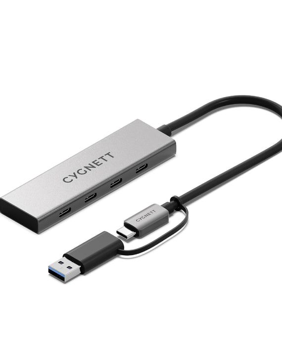 Cygnett Unite 4-in-1 USB-C to USB-C Hub- White(CY5390CYHUB)4x USB-C Ports,10Gbps Transfer,Aluminium Outer Shell,15cm cable, 2-Year Warranty - Leader Electronics