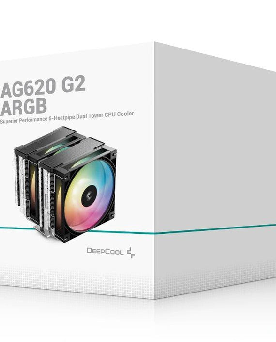 DeepCool AG620 ARGB G2 Dual-Tower CPU Cooler, 2x 120mm Fan, 6 Copper Heat Pipes, Intel LGA2066/2011-v3/2011/1700/1200/1151/1150/1155 AMD AM5/AM4 - Leader Electronics