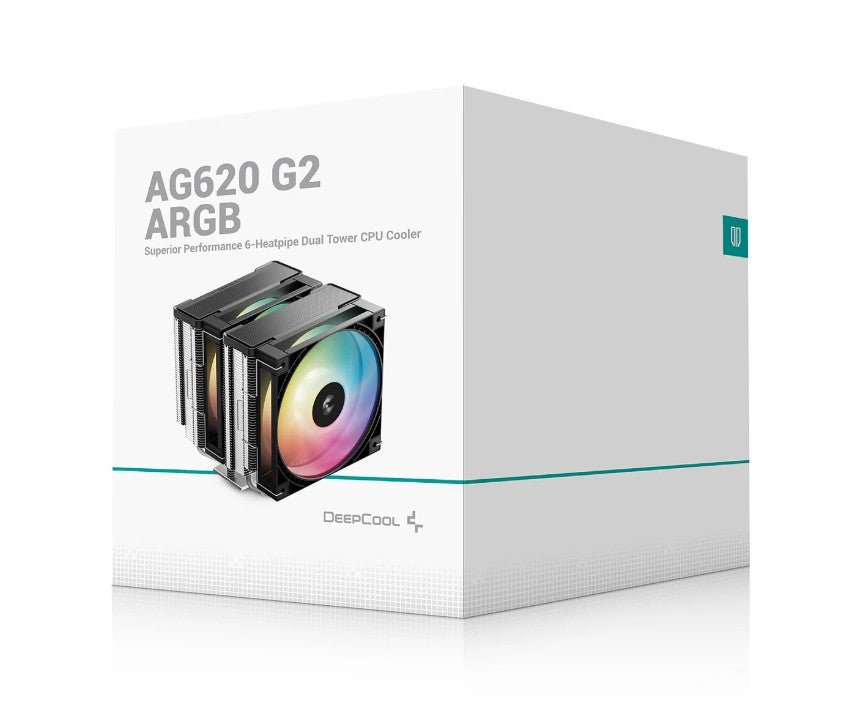 DeepCool AG620 ARGB G2 Dual-Tower CPU Cooler, 2x 120mm Fan, 6 Copper Heat Pipes, Intel LGA2066/2011-v3/2011/1700/1200/1151/1150/1155 AMD AM5/AM4 - Leader Electronics