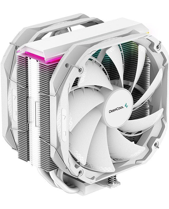 DeepCool AS500 PLUS White CPU Cooler Single Tower, Five Heat Pipe Design High Fin Density, Double PWM Fans, Slim Profile, LGA2066/1851-1155/AM4/AM5 - Leader Electronics