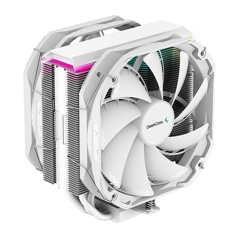DeepCool AS500 PLUS White CPU Cooler Single Tower, Five Heat Pipe Design High Fin Density, Double PWM Fans, Slim Profile, LGA2066/1851-1155/AM4/AM5 - Leader Electronics