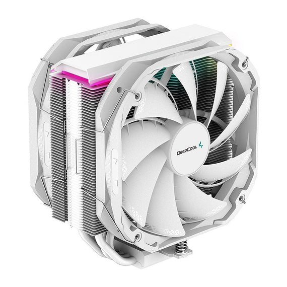 DeepCool AS500 PLUS White CPU Cooler Single Tower, Five Heat Pipe Design High Fin Density, Double PWM Fans, Slim Profile, LGA2066/1851-1155/AM4/AM5 - Leader Electronics