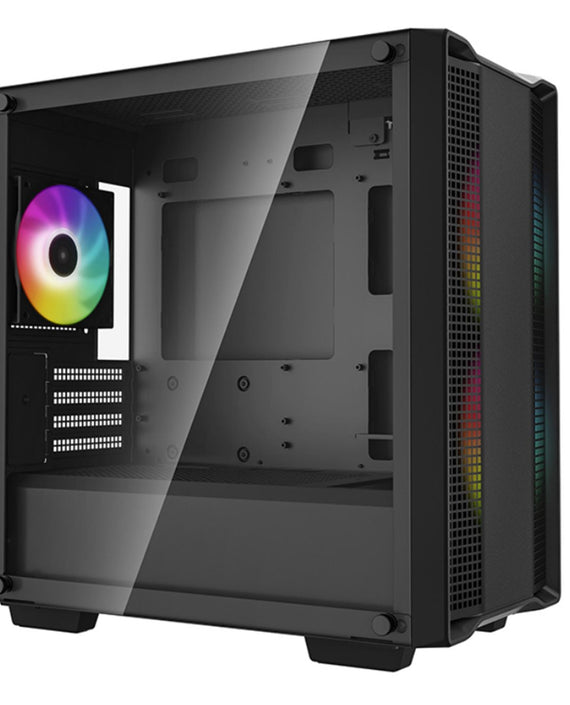 DeepCool CC360 ARGB Micro-ATX Case 3x120mm Pre-Installed ARGB Fans ,Tempered Glass Panel, Front USB3.0×1、USB2.0×1、Audio×1 - Leader Electronics