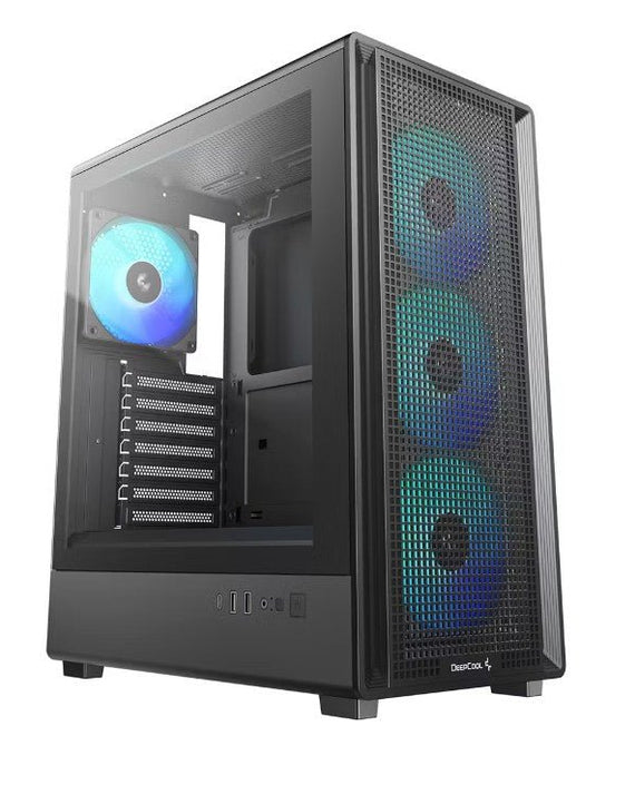 DeepCool CC550 4F High Airflow Mid Tower ATX Case, 4 Pre-Installed Fans, USB3.0 x1,USB2.0 x1,Type-C x1,Audio x1 - Leader Electronics