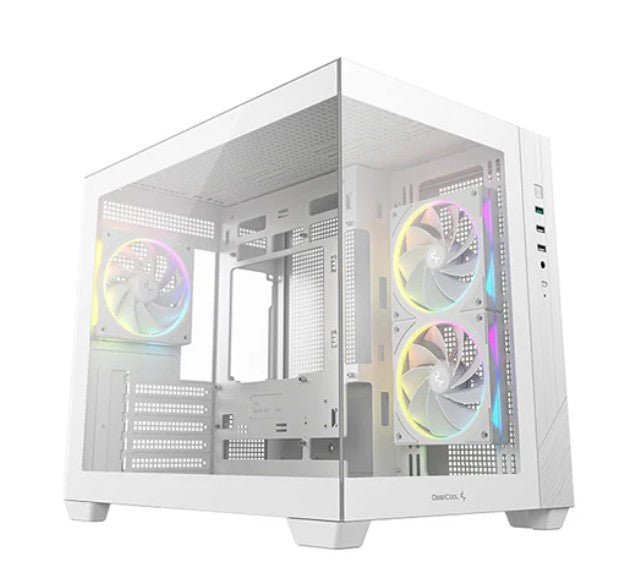 DeepCool CG330 3F WH M-ATX, Support BTF back-plug motherboard, USB3.0 x1,USB2.0 x2,Audio x1,Pre-installed with 3 PWM ARGB fans - Leader Electronics
